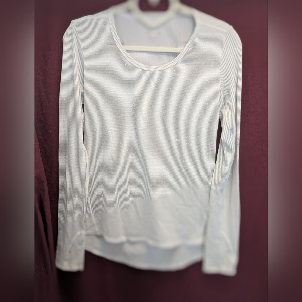 Athleta Ribbed Glitter Stripe Long Sleeve Top – XS